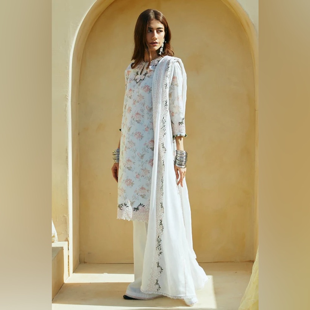 Cross stitch floral marine 3 pc stitched suit NEW with tags